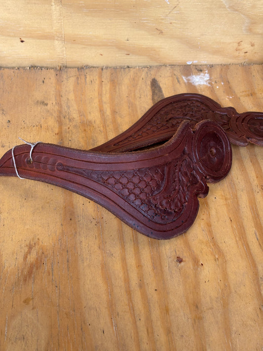 Herd Boss Hot Oiled Dove Wing Spur Straps – Hand Tooled Skirting Leather