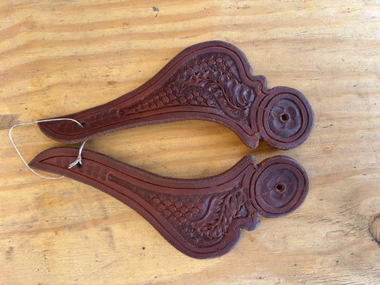 Herd Boss Hot Oiled Dove Wing Spur Straps – Hand Tooled Skirting Leather